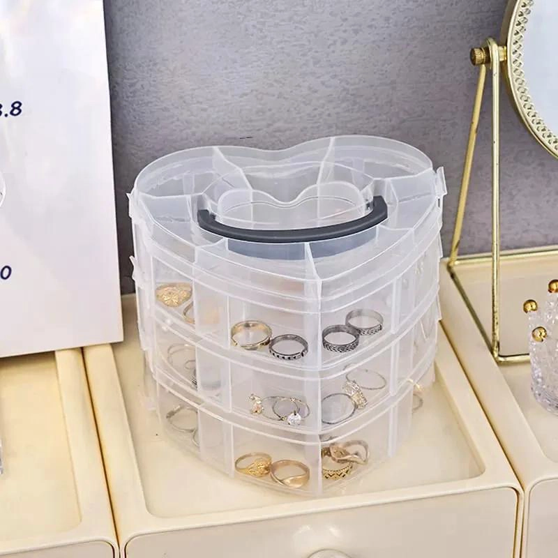 CAJA ORGANIZADORA DE BISUTERIA TRANSPARENTE EN FORMA DE CORAZON - 1
