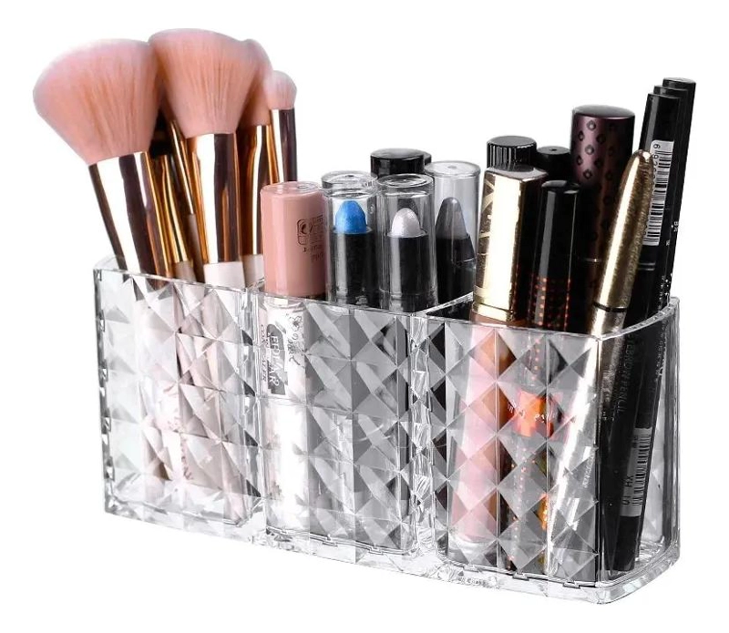 ORGANIZADOR ACRILICO CON 3 COMPARTIMENTOS PARA COSME TICOS - 1