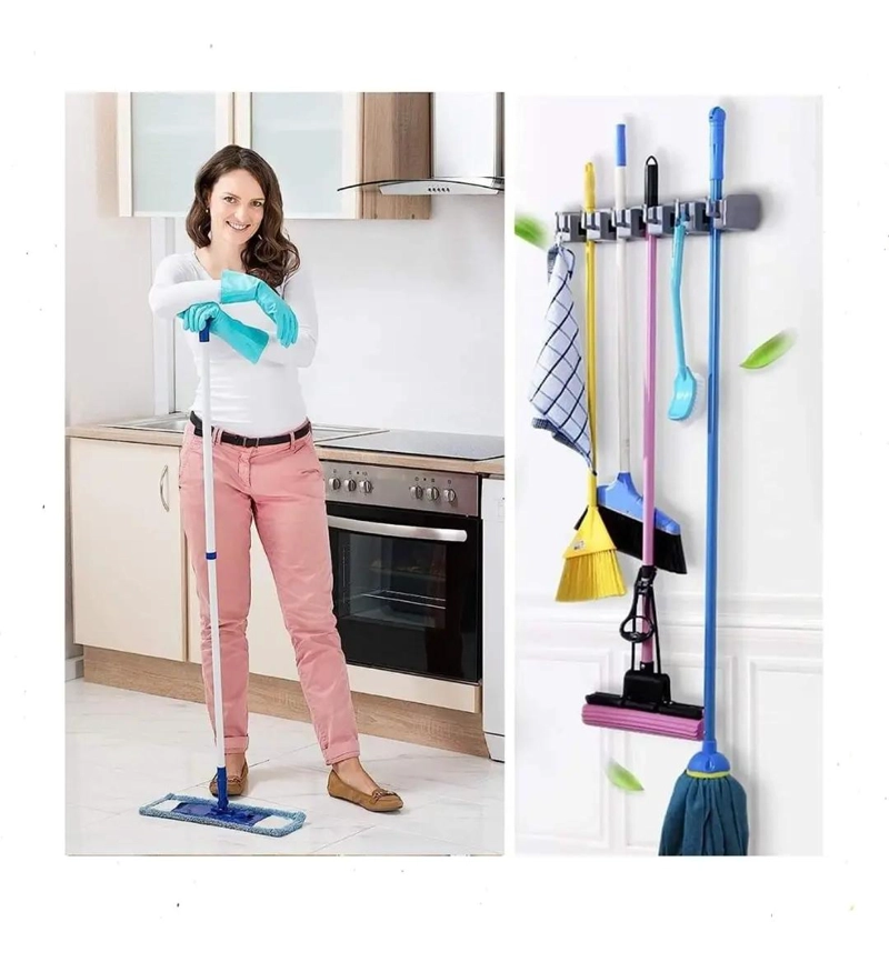 SOPORTE ORGANIZADOR PARA ESCOBAS Y TRAPEROS EN COCINA - 1