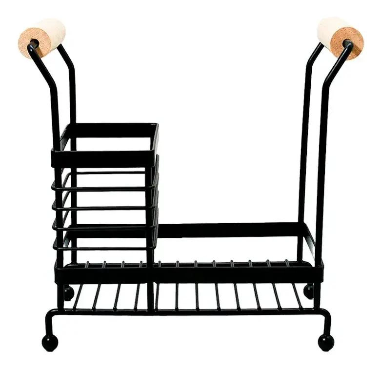 ORGANIZADOR DE ESPONJAS Y JABON PARA COCINA EN METAL Y MADERA - 3