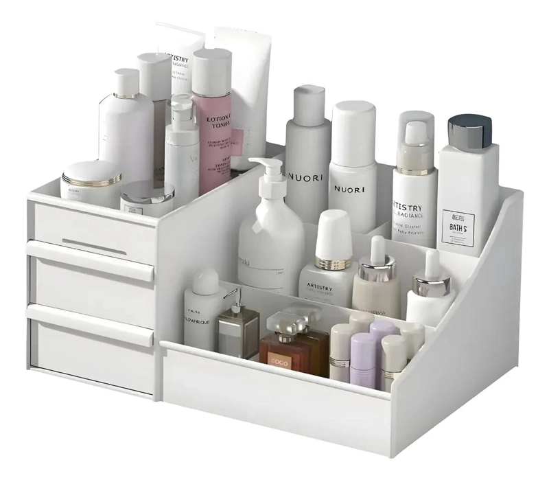 ORGANIZADOR DE COSME TICOS BLANCO CON CAJONES Y COMPARTIMENTOS - 1