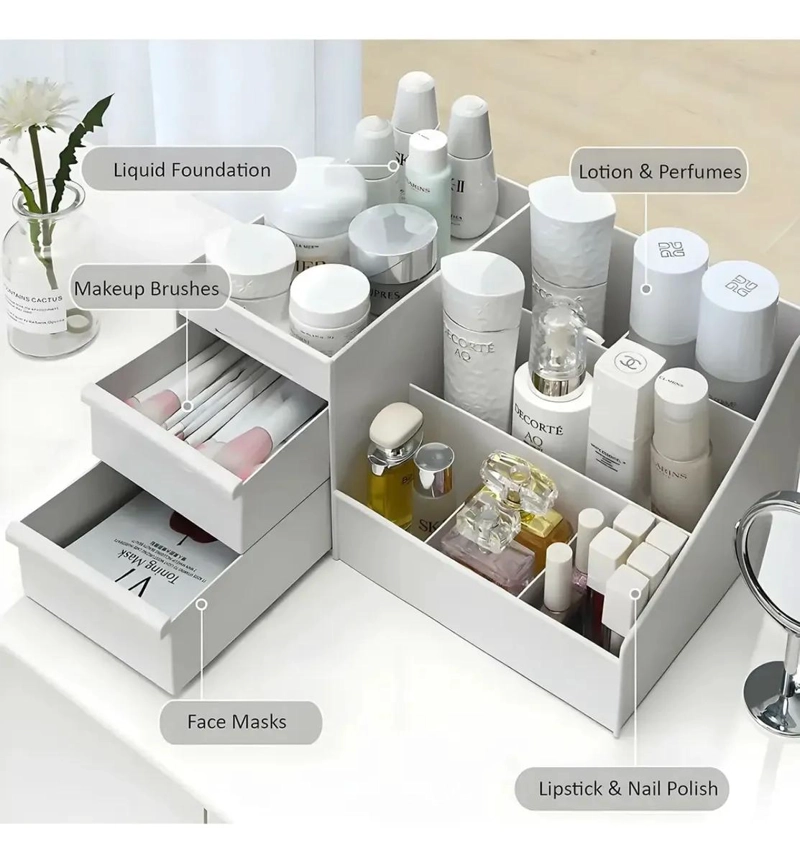 ORGANIZADOR DE COSME TICOS BLANCO CON CAJONES Y COMPARTIMENTOS - 3