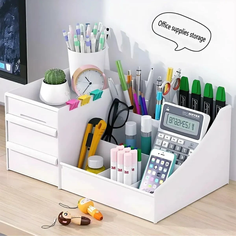 ORGANIZADOR DE COSME TICOS BLANCO CON CAJONES Y COMPARTIMENTOS - 4