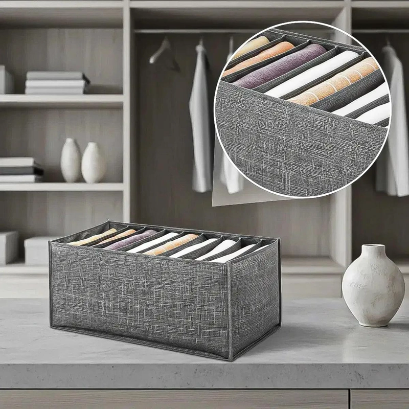 ORGANIZADOR PLEGABLE PARA ROPA CON 9 COMPARTIMIENTOS EN GRIS - 4