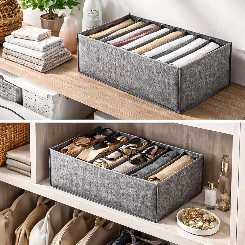 ORGANIZADOR PLEGABLE PARA ROPA CON 9 COMPARTIMIENTOS EN GRIS - 5