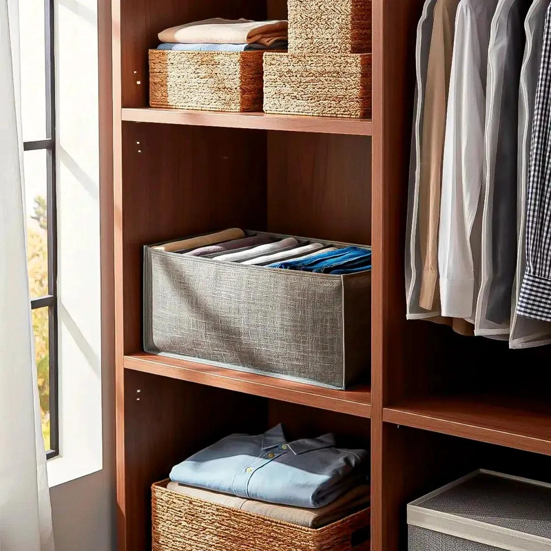ORGANIZADOR PLEGABLE PARA ROPA CON 9 COMPARTIMIENTOS EN GRIS - 7