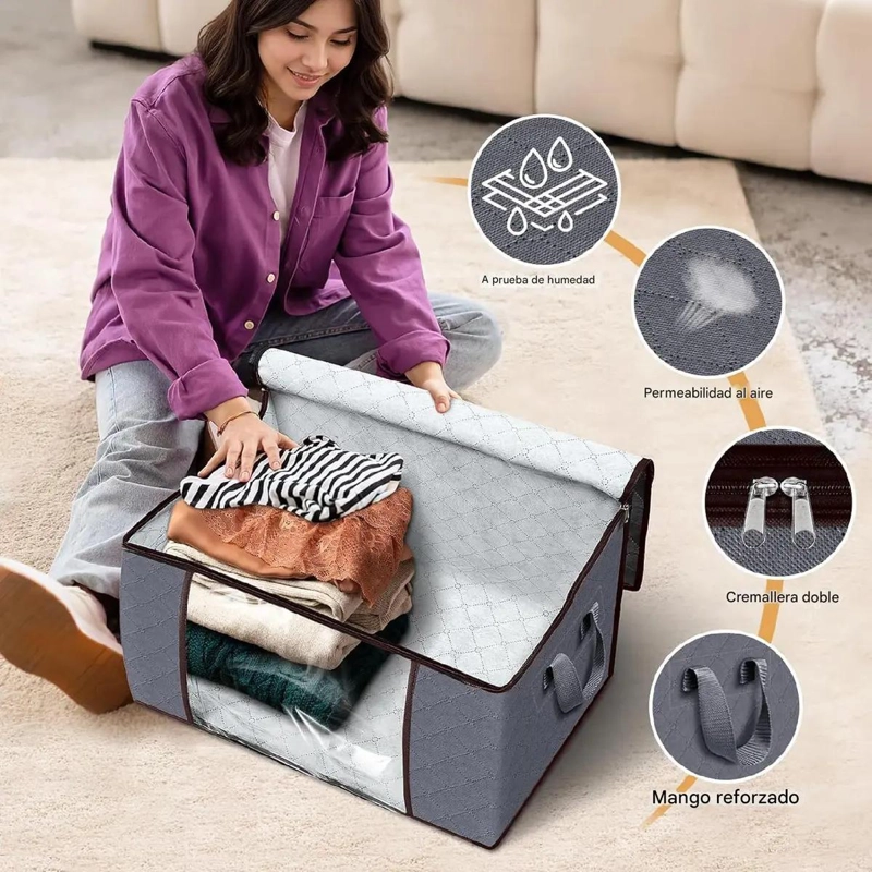 PACK DE 3 BOLSAS ORGANIZADORAS PARA ALMACENAMIENTO DE ROPA Y MANTAS - 2