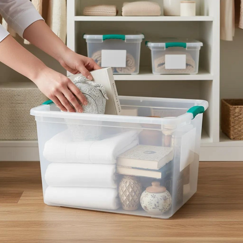 CAJA ORGANIZADORA DE PLASTICO 45 LITROS APILABLE Y ANIDABLE - 4