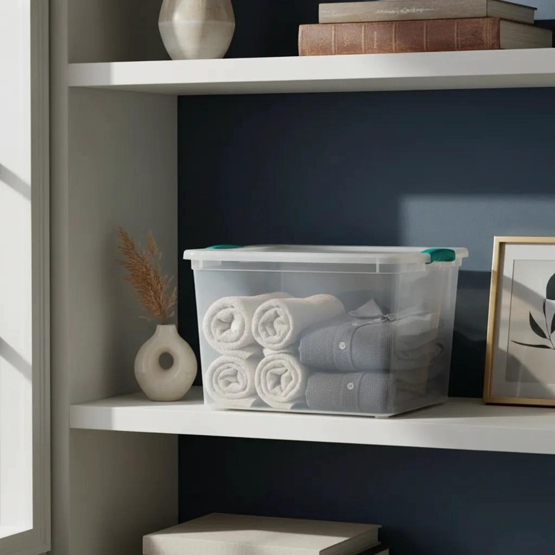 CAJA ORGANIZADORA DE PLASTICO 45 LITROS APILABLE Y ANIDABLE - 7