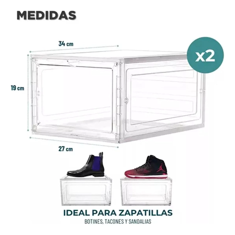 PACK DE 2 CAJAS APILABLES PARA ALMACENAMIENTO DE CALZADO - 3