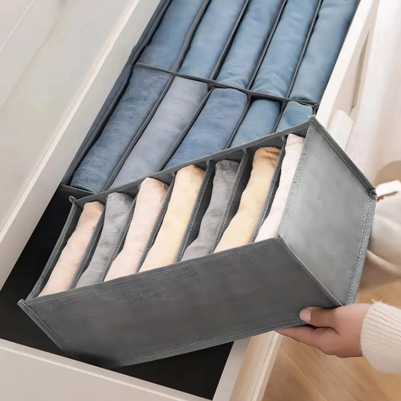 PACK DE 3 ORGANIZADORES DE ROPA CON 7 COMPARTIMIENTOS EN GRIS - 4