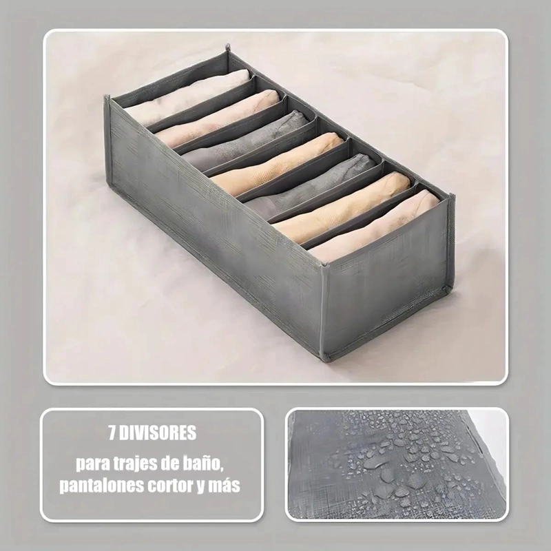 PACK DE 3 ORGANIZADORES DE ROPA CON 7 COMPARTIMIENTOS EN GRIS - 7