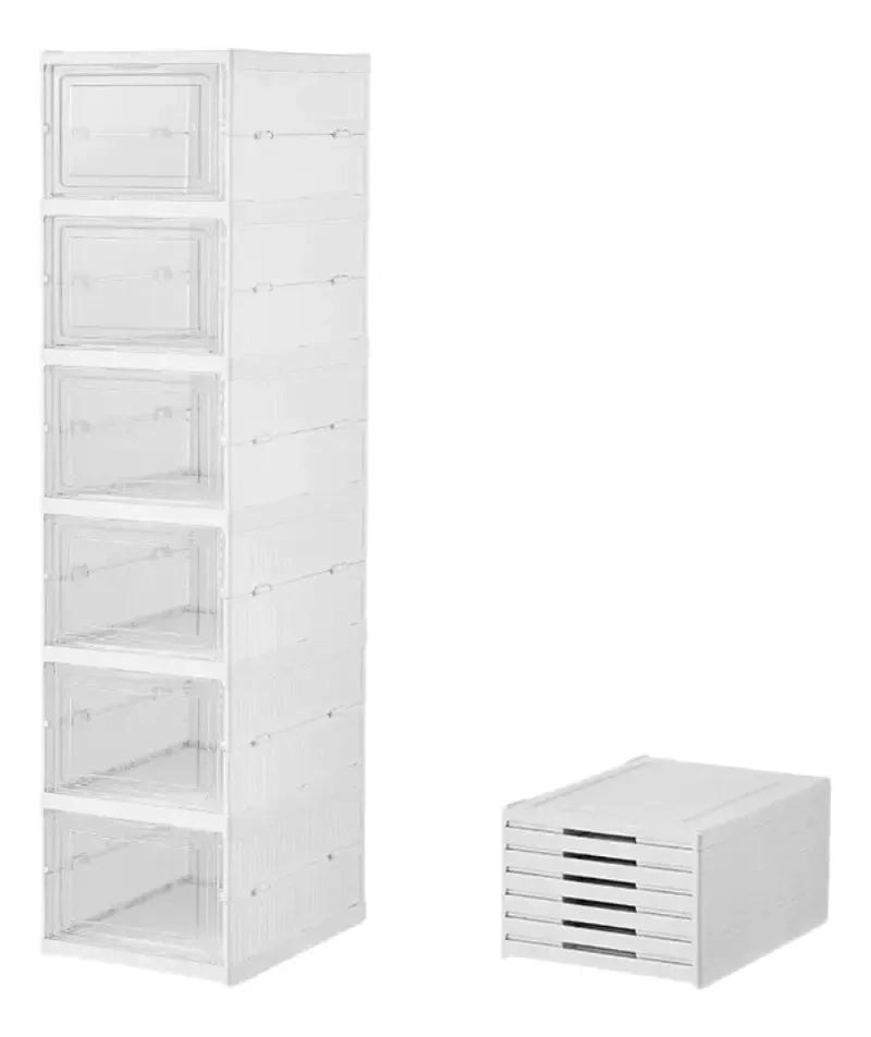 PACK DE 6 CAJAS ORGANIZADORAS PLEGABLES PARA CALZADO CON PUERTA TRANSPARENTE - 6