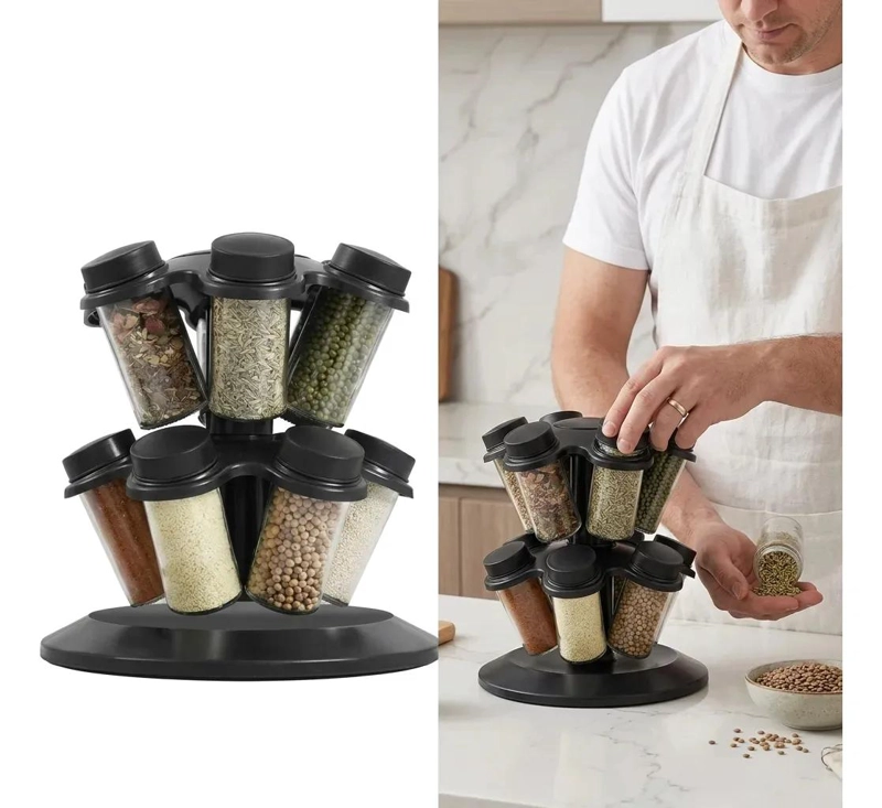 ESPECIERO GIRATORIO CON 12 FRASCOS PARA CONDIMENTOS - 3