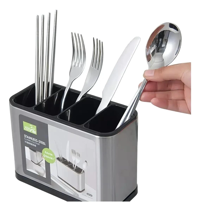 ESCURRIDOR DE CUBIERTOS DE ACERO INOXIDABLE CON 4 COMPARTIMENTOS - 1