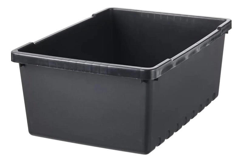 CAJA ORGANIZADORA APILABLE NEGRA 35X25X14 CM PARA ALMACENAMIENTO - 1