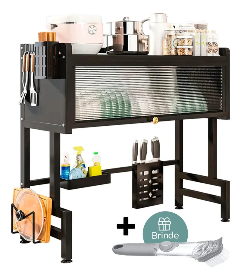 ORGANIZADOR COLGANTE PARA PLATOS, CUBIERTOS Y VASOS EN COLOR NEGRO - 1