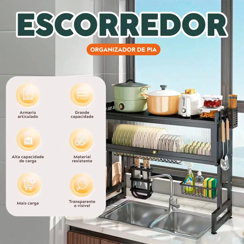 ORGANIZADOR COLGANTE PARA PLATOS, CUBIERTOS Y VASOS EN COLOR NEGRO - 2