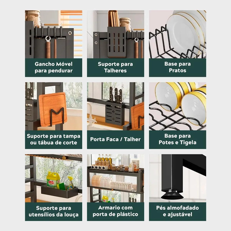 ORGANIZADOR COLGANTE PARA PLATOS, CUBIERTOS Y VASOS EN COLOR NEGRO - 3