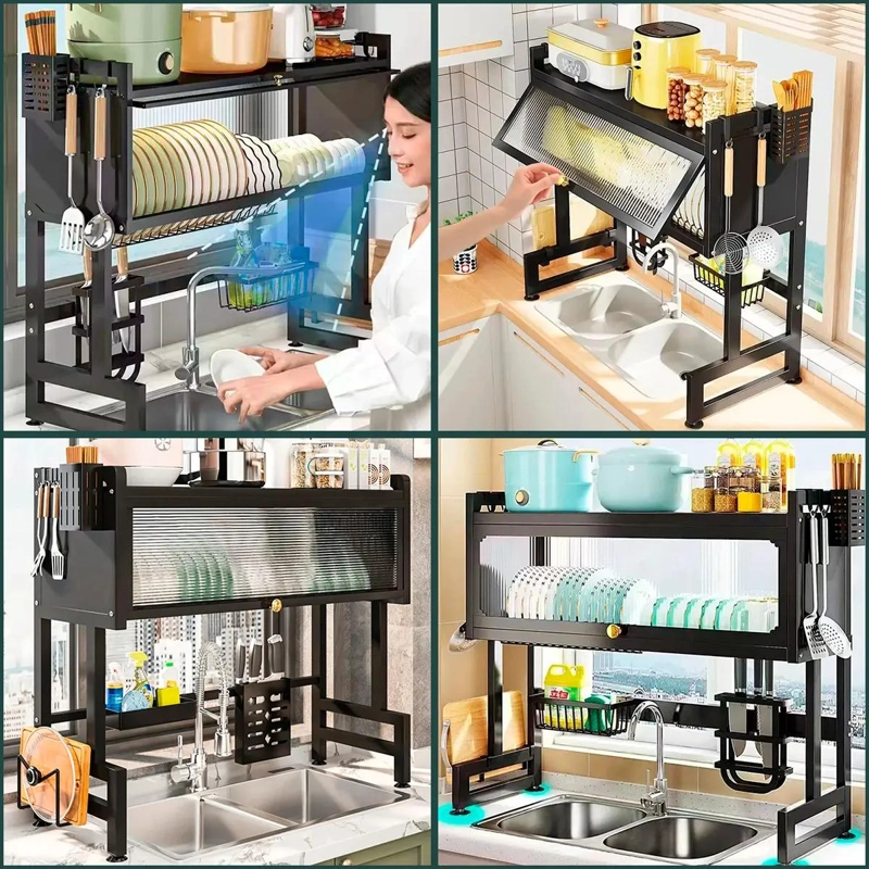 ORGANIZADOR COLGANTE PARA PLATOS, CUBIERTOS Y VASOS EN COLOR NEGRO - 6