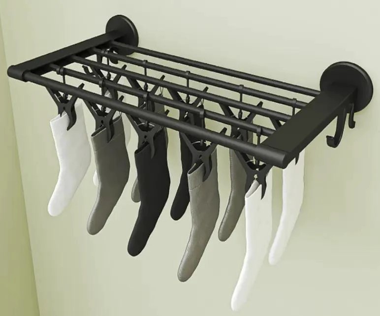 COLGADOR DE PARED MULTIFUNCIONAL CON 8 CLIPS PARA ROPA - 2