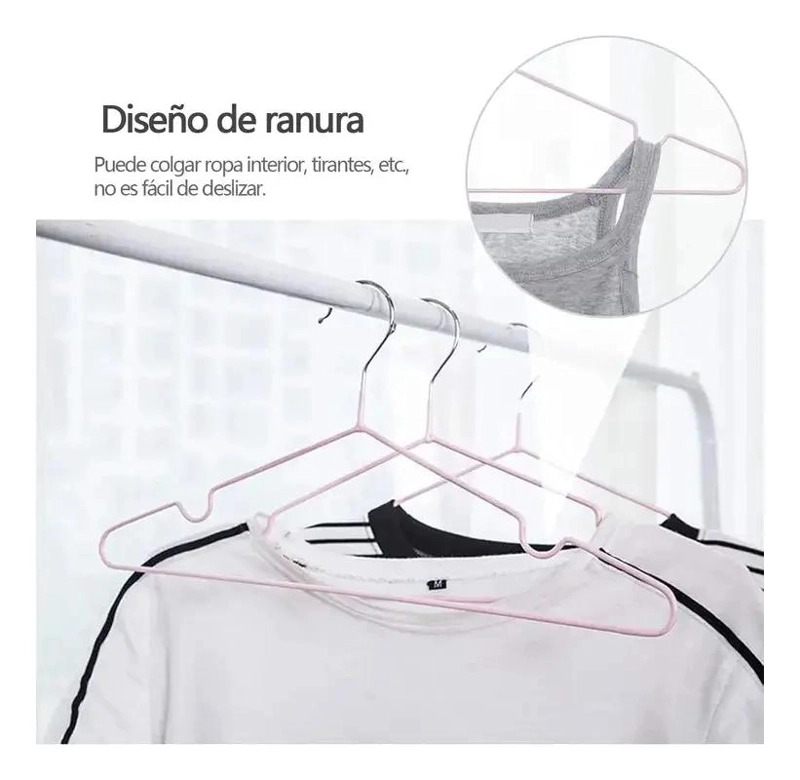 SET DE 10 GANCHOS DE METAL ANTIDESLIZANTES PARA ROPA - 3