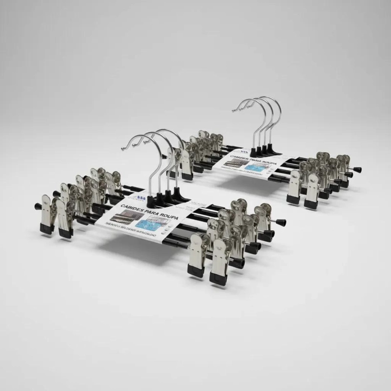PACK DE 10 COLGADORES METALICOS CON PINZAS AJUSTABLES PARA ROPA - 1