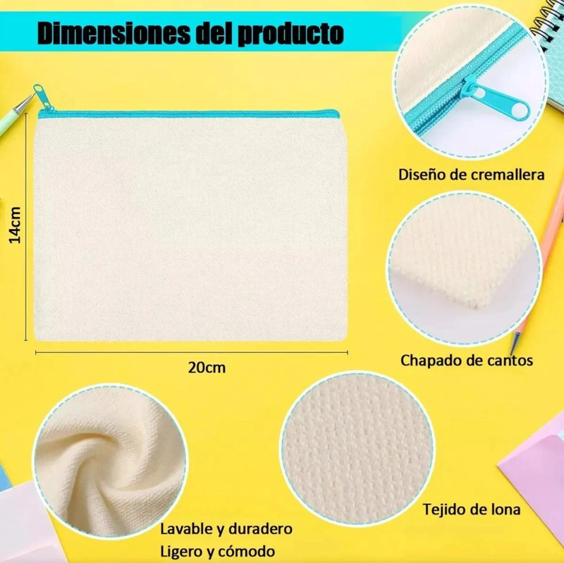ESTUCHE COSMETIQUERO LONA 20X14CM PERSONALIZABLE - 2