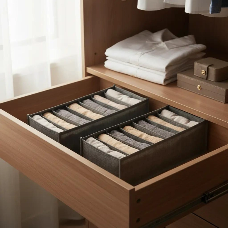 PACK DE 2 ORGANIZADORES PLEGABLES PARA ROPA INTERIOR CON 7 DIVISIONES - 1