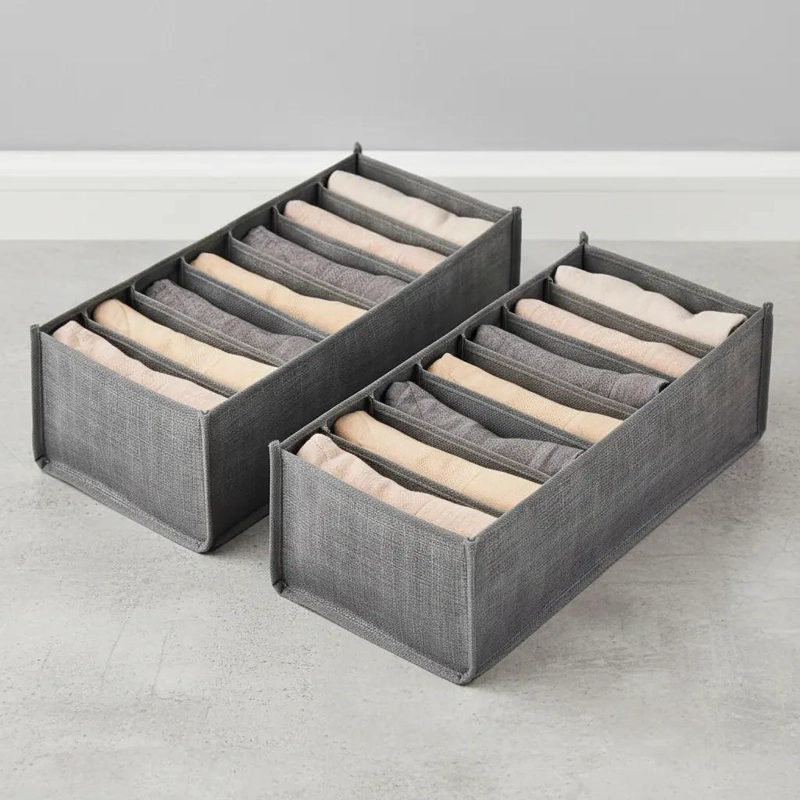 PACK DE 2 ORGANIZADORES PLEGABLES PARA ROPA INTERIOR CON 7 DIVISIONES - 2