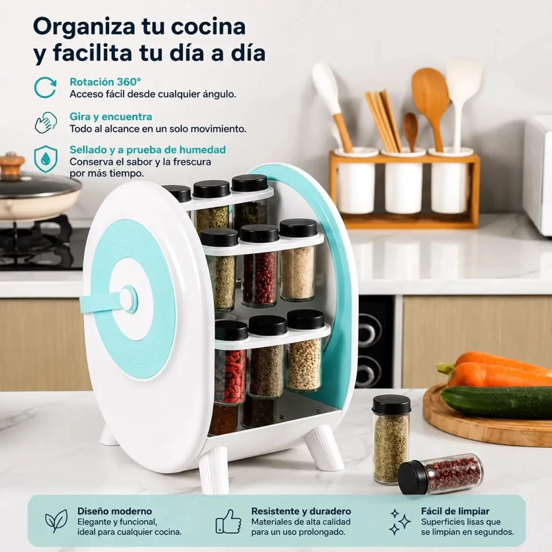 ESPECIERO GIRATORIO 18 FRASCOS ORGANIZADOR DE COCINA - 5