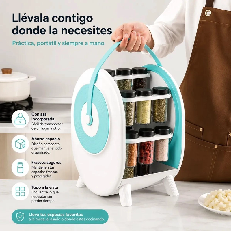 ESPECIERO GIRATORIO 18 FRASCOS ORGANIZADOR DE COCINA - 7