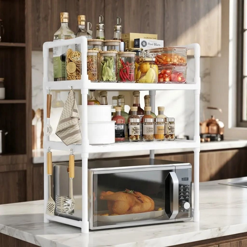 ESTANTE ORGANIZADOR BLANCO PARA HORNO MICROONDAS Y COCINA - 1