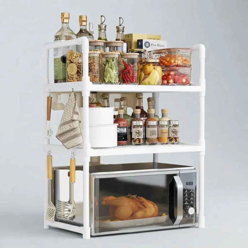 ESTANTE ORGANIZADOR BLANCO PARA HORNO MICROONDAS Y COCINA - 10