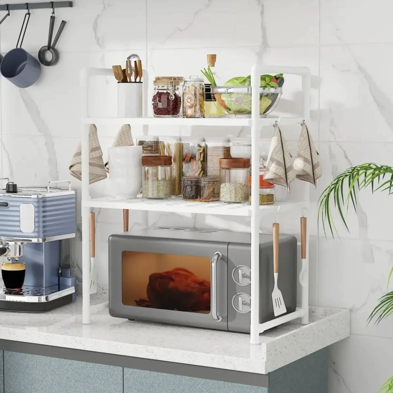 ESTANTE ORGANIZADOR BLANCO PARA HORNO MICROONDAS Y COCINA - 8
