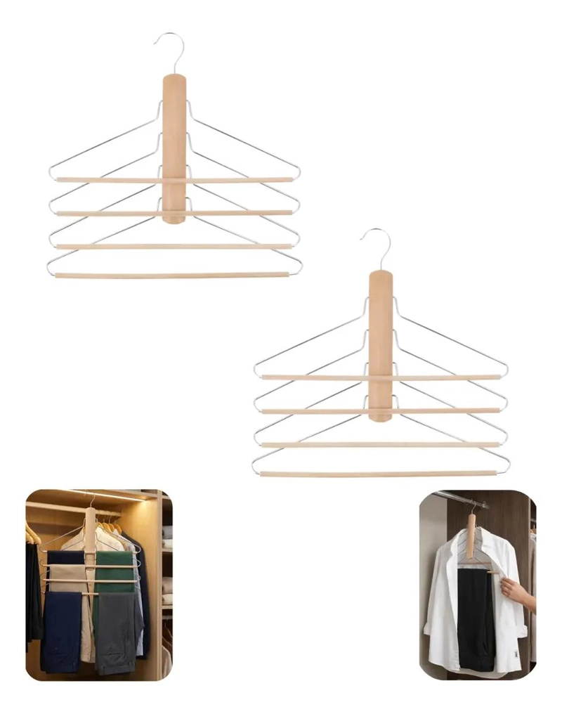 PACK DE 2 COLGADORES METALICOS MULTIFUNCIONALES PARA PANTALONES - 1