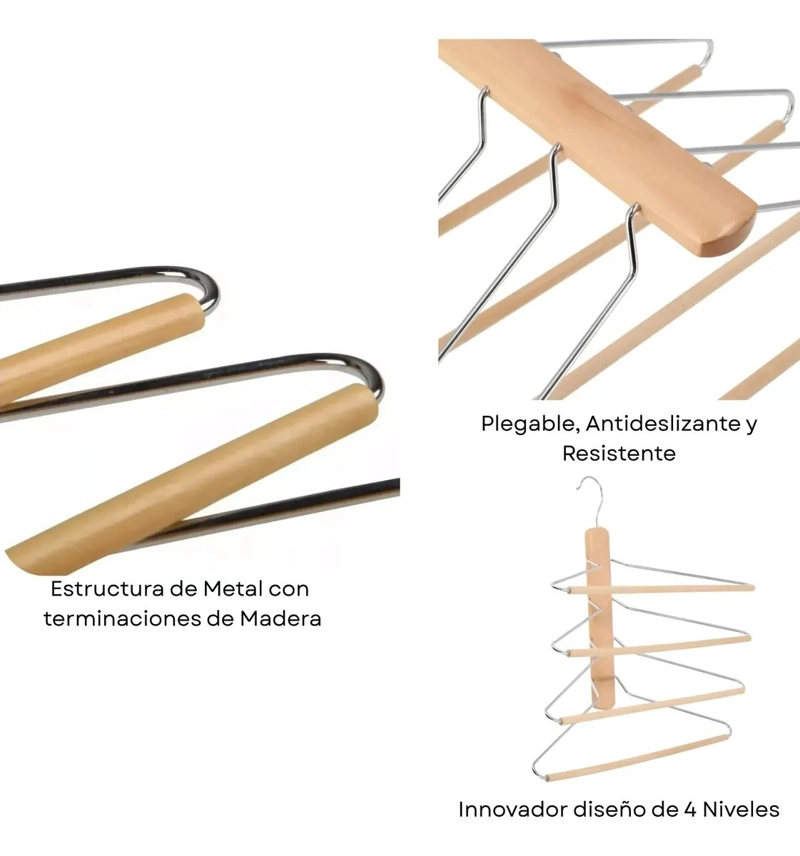 PACK DE 2 COLGADORES METALICOS MULTIFUNCIONALES PARA PANTALONES - 2