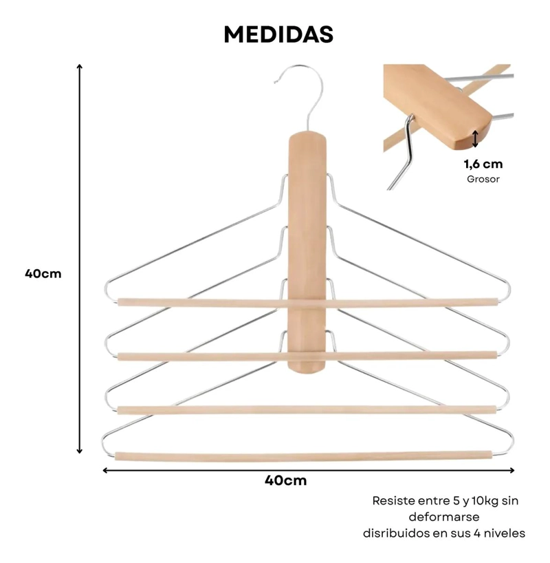 PACK DE 2 COLGADORES METALICOS MULTIFUNCIONALES PARA PANTALONES - 3