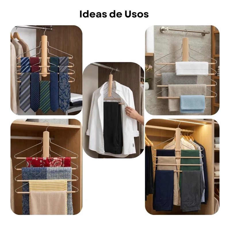 PACK DE 2 COLGADORES METALICOS MULTIFUNCIONALES PARA PANTALONES - 6