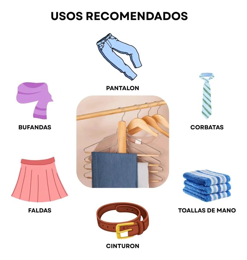 PACK DE 2 COLGADORES METALICOS MULTIFUNCIONALES PARA PANTALONES - 7