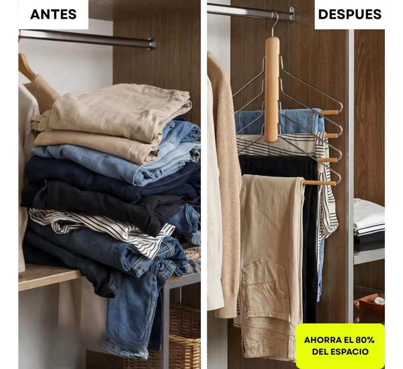 PACK DE 2 COLGADORES METALICOS MULTIFUNCIONALES PARA PANTALONES - 8
