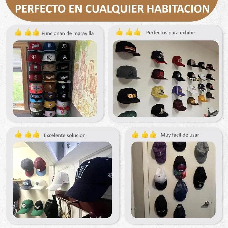GANCHOS ADHESIVOS PARA ORGANIZAR SOMBREROS Y GORRAS - 7
