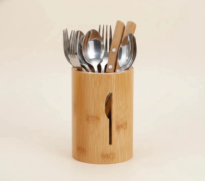 ORGANIZADOR DE CUBIERTOS DE MADERA DE BAMBU PARA COCINA 13CM - 8