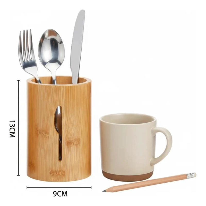ORGANIZADOR DE CUBIERTOS DE MADERA DE BAMBU PARA COCINA 13CM - 9
