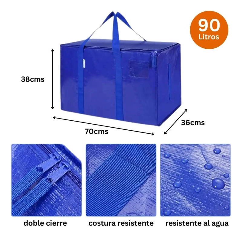 BOLSA DE ALMACENAMIENTO EXTRA GRANDE 90 LITROS CON ASAS REFORZADAS - 4