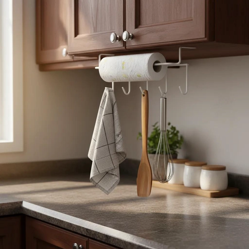 SOPORTE MURAL PARA TOALLAS DE COCINA CON 5 GANCHOS - 2