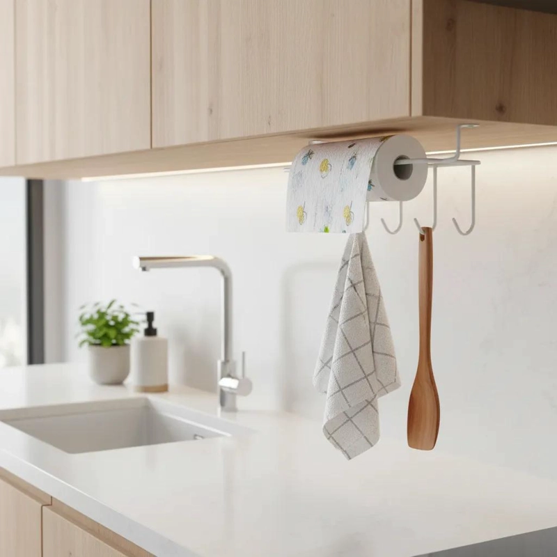 SOPORTE MURAL PARA TOALLAS DE COCINA CON 5 GANCHOS - 3