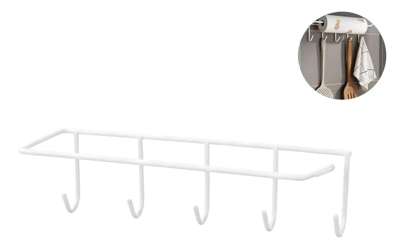SOPORTE MURAL PARA TOALLAS DE COCINA CON 5 GANCHOS - 4