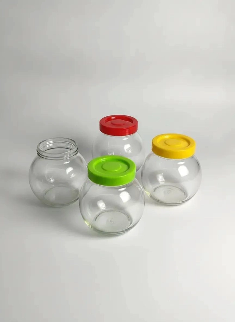 SET DE 3 FRASCOS DE VIDRIO CON TAPA COLORIDA PARA ALMACENAMIENTO - 3