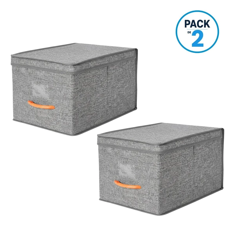 PACK DE 2 CAJAS ORGANIZADORAS DE TELA POLIE STER 30L GRIS - 1
